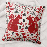 eekhoornbos kussen<br><div class="desc">Rood eekhoornbos bosontwerp met dennenappels,  dennentakken,  eikels,  eikenbladeren en bessen. Perfect voor een gezellige hut of meer huis. Originele versie door Nic Squirrell.</div>