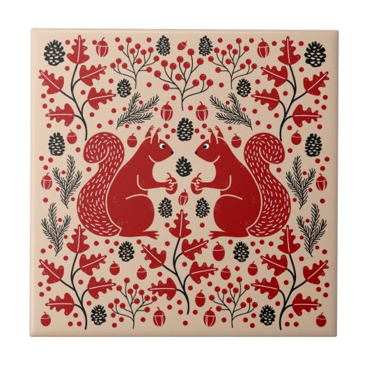 eekhoornbos tegeltje (Voorkant)