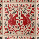 eekhoornbos tegeltje<br><div class="desc">Rode eekhoorn bos bospatroon met dennenappels,  dennentakken,  eikels,  eikenbladeren en bessen. Perfect voor een meerhuis of seizoensgebonden kamerinrichting. Originele versie door Nic Squirrell.</div>