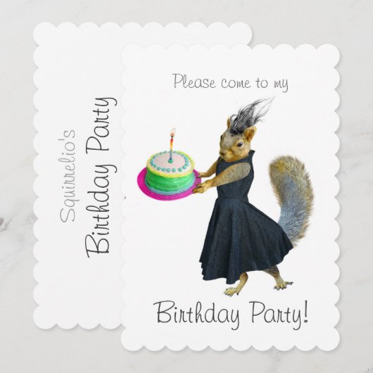 Eekhoorncake verjaardagsfeestje uitnodiging (Voorkant / Achterkant)