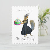 Eekhoorncake verjaardagsfeestje uitnodiging (Staand voorkant)