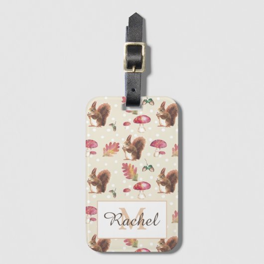 Eekhoornen en stools Autumn Patroon op maat Bagagelabel (Voorkant (verticaal))