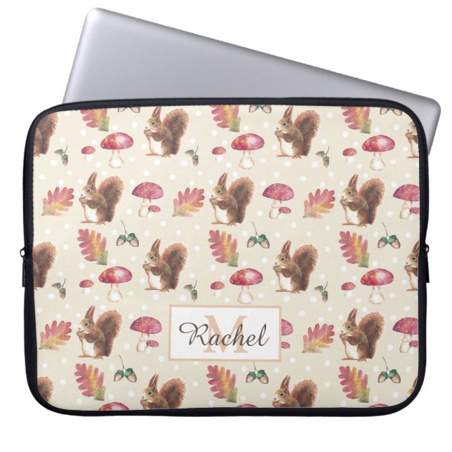 Eekhoornen en stools Autumn Patroon op maat Laptop Sleeve (Voorkant)