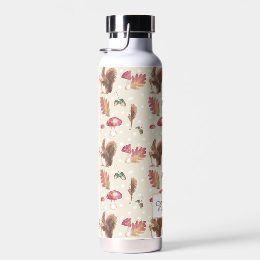 Eekhoornen en stools Autumn Patroon op maat Waterfles (Rechts)