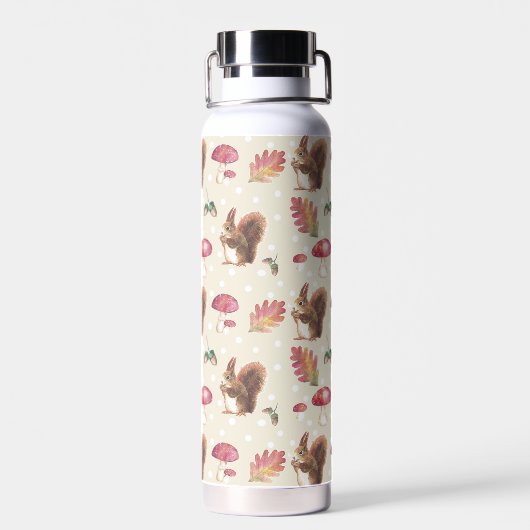 Eekhoornen en stools Autumn Patroon op maat Waterfles (Achterkant)