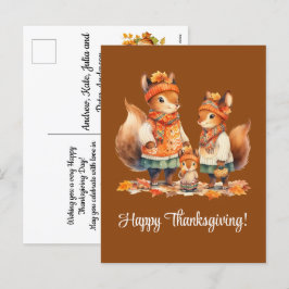 Eekhoornfamilie Happy Thanksgiving Feestdagenkaart