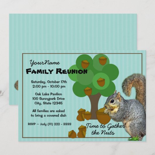 Eekhoornfamilie reünie kaart (Voorkant / Achterkant)