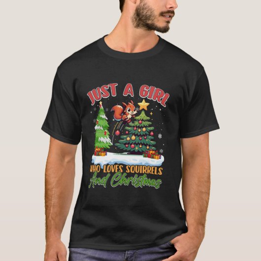 Eekhoorns Acorn Gewoon Een Meisje Kerstlichtboom T-shirt (Voorkant)