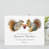 Eekhoorns Acorn Hart Huwelijksuitnodiging Kaart (Staand voorkant)