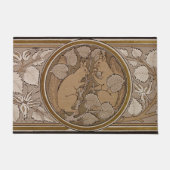 Eekhoorns Art Deco Burnt Sand Brown Walter Crane Deurmat (Voorkant)