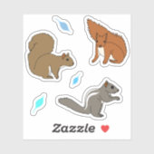 Eekhoorns Blauwe Bladeren Sticker (Vel)