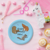 Eekhoorns Blauwe Verjaardag Papieren Bordje (Feest)