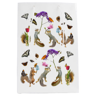 Eekhoorns, bloemen en vlinders Gift Bag Medium Cadeauzakje