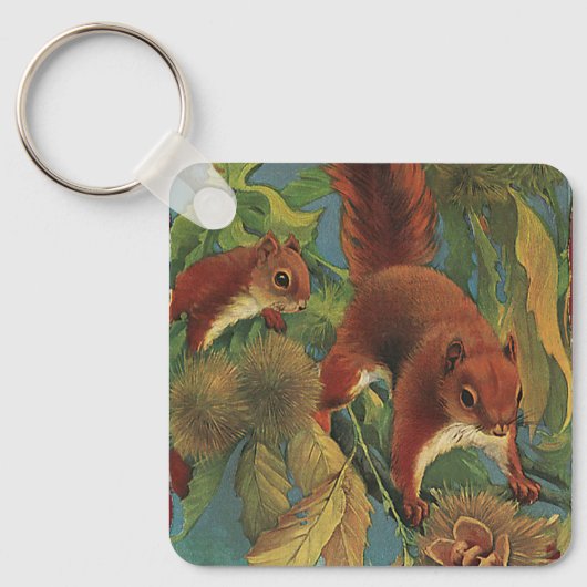  eekhoorns, boscreten, wilde dieren sleutelhanger (Voorkant)