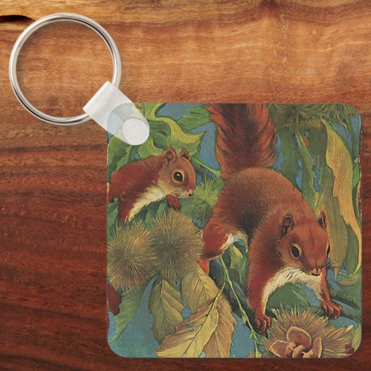  eekhoorns, boscreten, wilde dieren sleutelhanger (Voorkant)