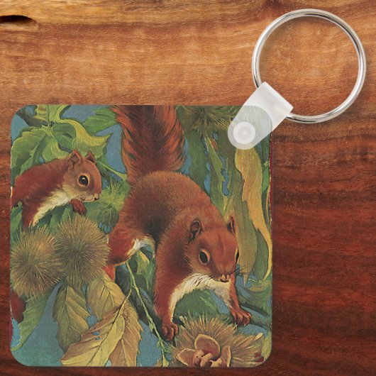  eekhoorns, boscreten, wilde dieren sleutelhanger (Achterkant)