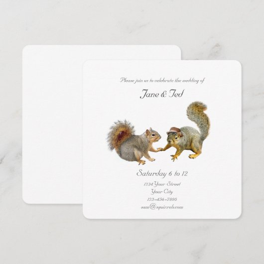 Eekhoorns bruiloft uitnodiging (Voorkant / Achterkant)