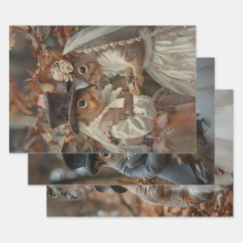Eekhoorns die in het bos getrouwd zijn Decoupage Inpakpapier Vel