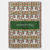 Eekhoorns en oranjers Fair Isle Monogram Deken (Voorkant Verticaal)