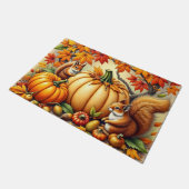Eekhoorns en pompoenen in de herfst deurmat (Schuin)
