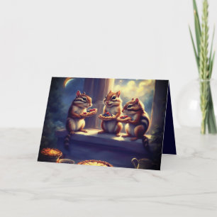 Eekhoorns en taart voor je verjaardag  feestdagen kaart
