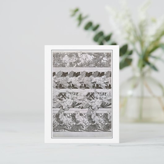 Eekhoorns en vogels van Art Nouveau Style, Mucha Briefkaart (Staand voorkant)