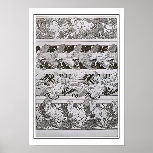 Eekhoorns en vogels van Art Nouveau Style, Mucha Poster (Voorkant)