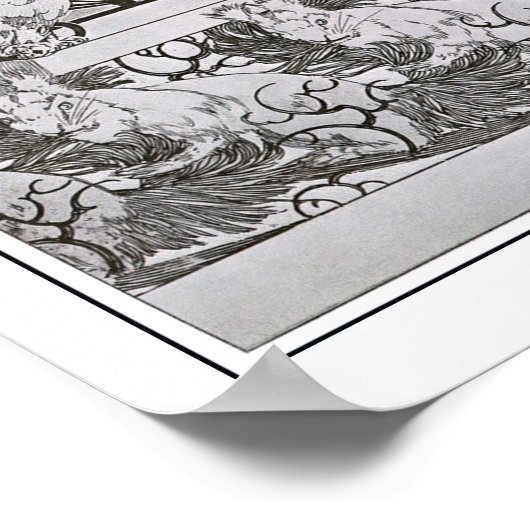 Eekhoorns en vogels van Art Nouveau Style, Mucha Poster (Hoek)