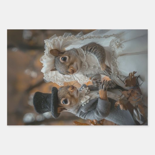 Eekhoorns Getrouwen in Forest Decoupage Inpakpapier Vel (Voorkant 2)