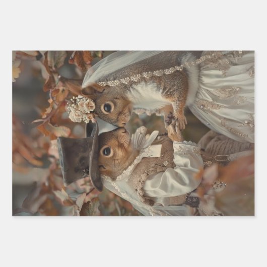 Eekhoorns Getrouwen in Forest Decoupage Inpakpapier Vel (Voorkant)