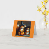 Eekhoorns Halloween Kaart (Gele Bloem)