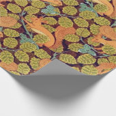 Eekhoorns in Bomen  Art Nouveau Cadeaupapier (Hoek)