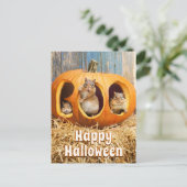 Eekhoorns in Boo Jack-o-Lantern Uitnodiging Briefkaart (Staand voorkant)