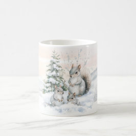 Eekhoorns in winterbos koffiemok