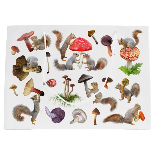Eekhoorns met champignons Gift Bag Groot Cadeauzakje (Voorkant)