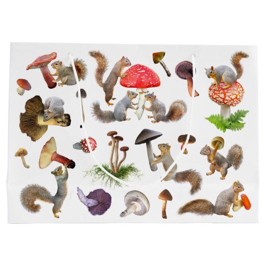Eekhoorns met champignons Gift Bag Groot Cadeauzakje (Achterkant)