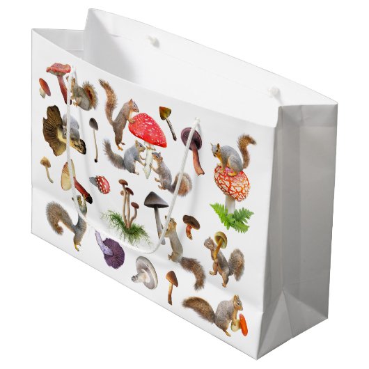 Eekhoorns met champignons Gift Bag Groot Cadeauzakje (Voorkant Gekanteld)