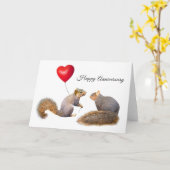 Eekhoorns met hart ballon Jubileum Kaart (Gele Bloem)