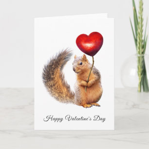 Eekhoorns met Heart on Stick Valentijnse Kaart