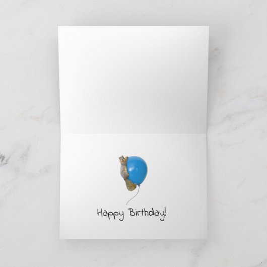 Eekhoorns met hoorns en ballonnen Verjaardag Kaart (Binnen)