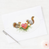 Eekhoorns met Mushroom Heart Stickers (Envelop)