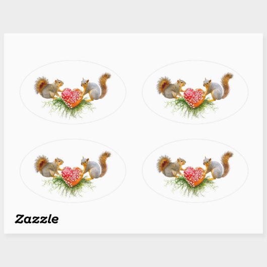 Eekhoorns met Mushroom Heart Stickers (Vel)