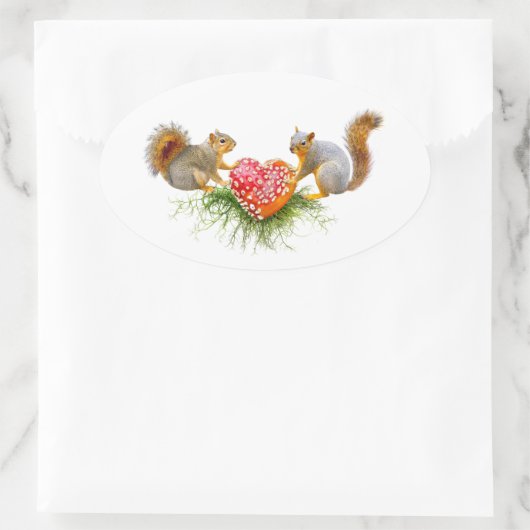 Eekhoorns met Mushroom Heart Stickers (Tas)