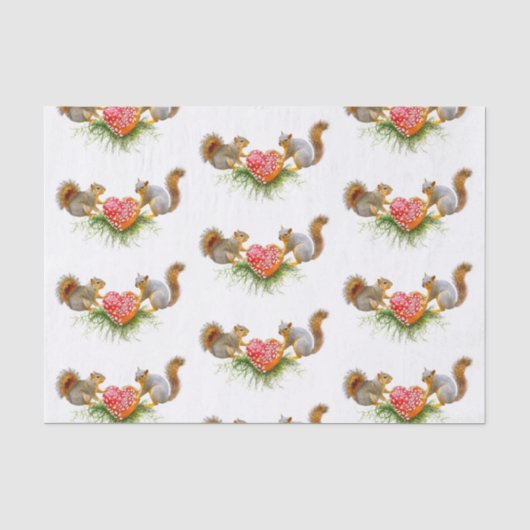 Eekhoorns met Paddenstoel Hart Weefsel Papier (Voorkant)