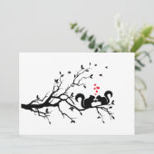 Eekhoorns met rode harten op boomtak (Staand voorkant)