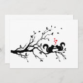 Eekhoorns met rode harten op boomtak (Voorkant / Achterkant)