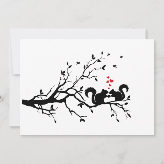 Eekhoorns met rode harten op tak (Voorkant)