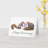 Eekhoorns met Violets Jubileum Kaart (Gele Bloem)