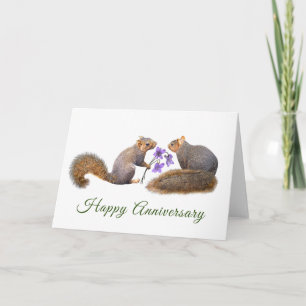 Eekhoorns met Violets Jubileum Kaart