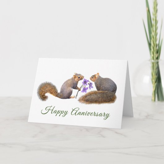 Eekhoorns met Violets Jubileum Kaart (Voorkant)